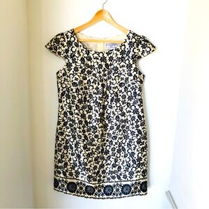 Jessica Howard Petite Women’s 12 P Off White Black Floral Shift Babydoll Dress